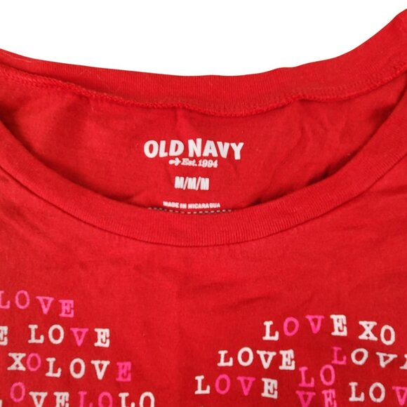 Old Navy Red Love Heart Graphic Tee M Short Sleeve Shirt Womens JH1796 - Picture 5 of 6
